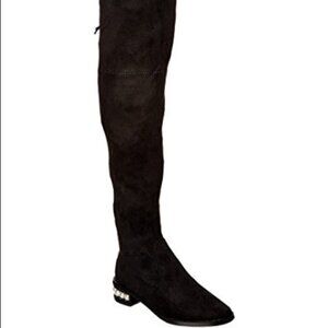NWOB Catherine Malandrino over the knee suede boots w pearl accents. Sz 10